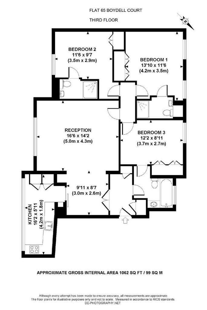 3 bedroom flat to rent - floorplan