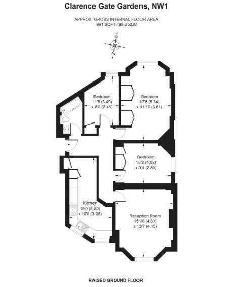 3 bedroom flat to rent - floorplan