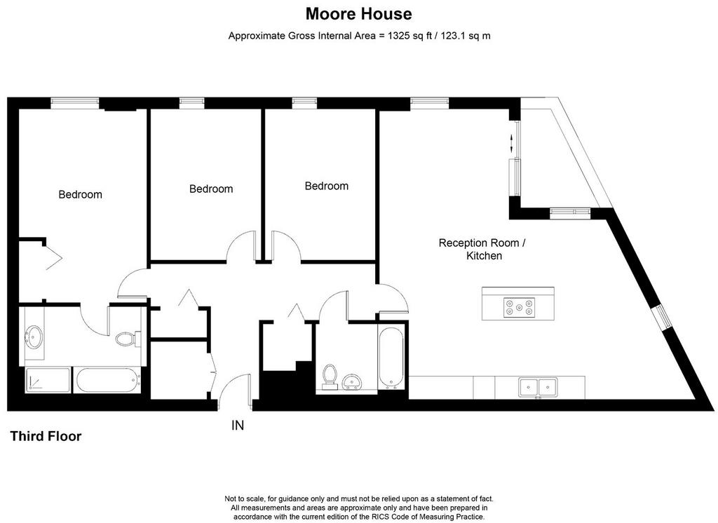 3 bedroom flat to rent - floorplan