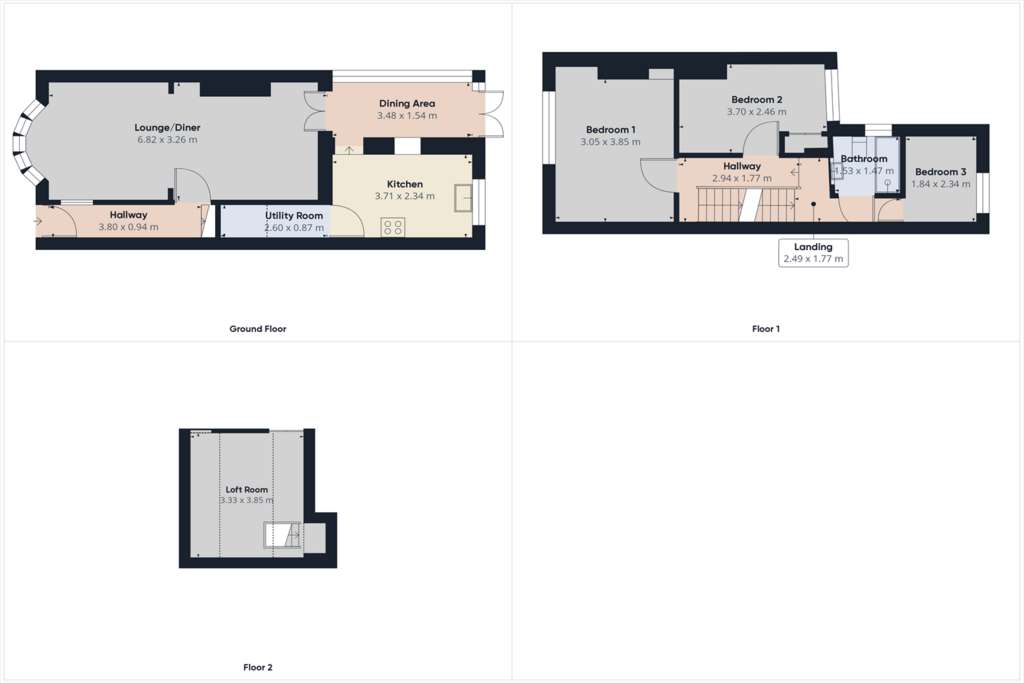 3 bedroom terraced house for sale - floorplan