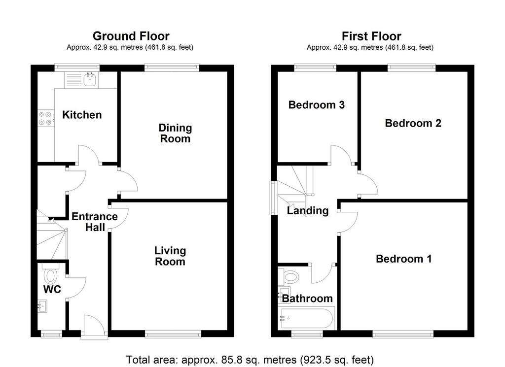 3 bedroom semi-detached house to rent - floorplan