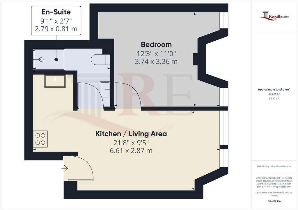 1 bedroom flat to rent - floorplan