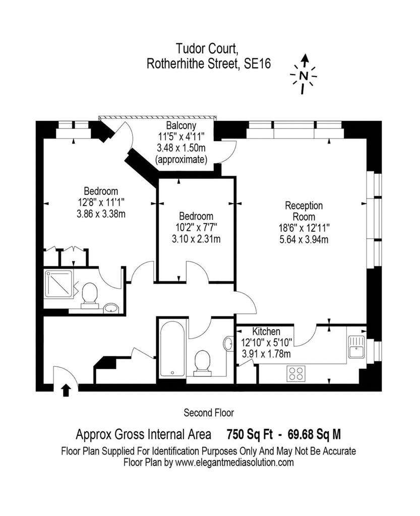 2 bedroom flat to rent - floorplan