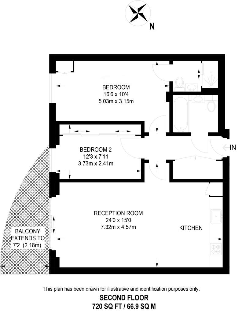 2 bedroom flat to rent - floorplan