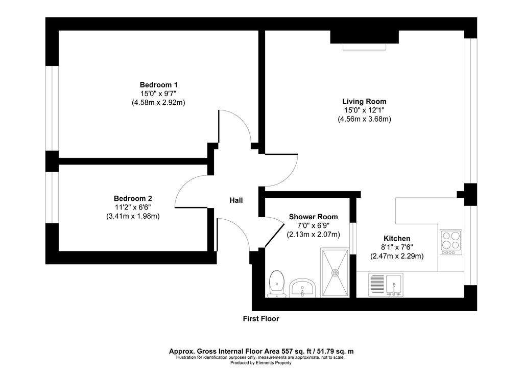 2 bedroom flat to rent - floorplan