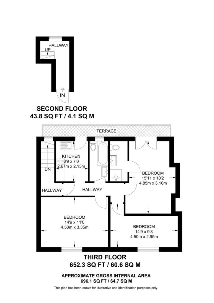 3 bedroom flat to rent - floorplan