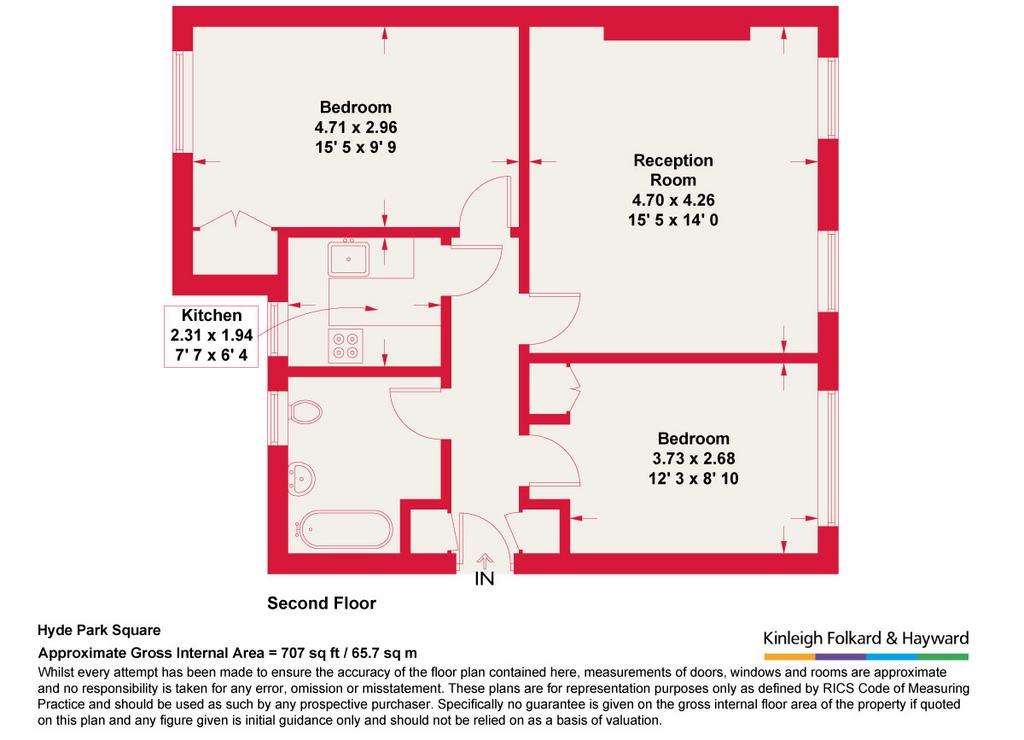 2 bedroom flat to rent - floorplan