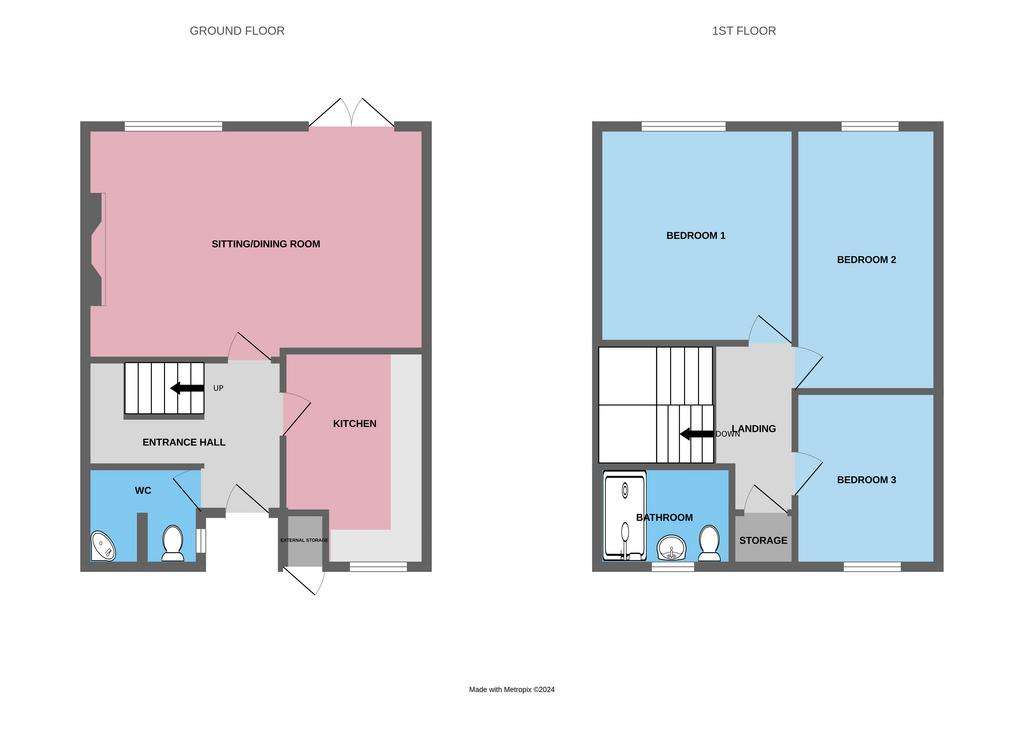 3 bedroom end of terrace house to rent - floorplan