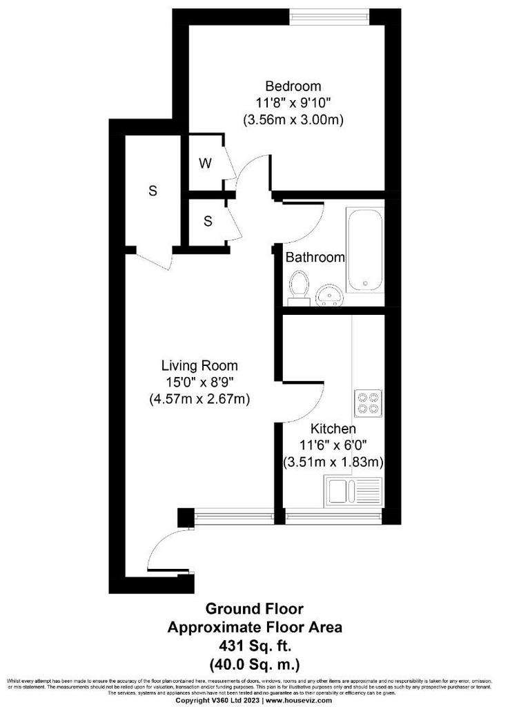 1 bedroom flat to rent - floorplan