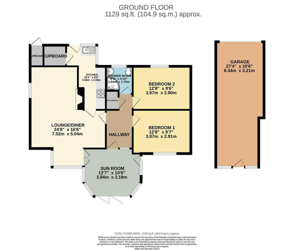 2 bedroom detached bungalow for sale - floorplan