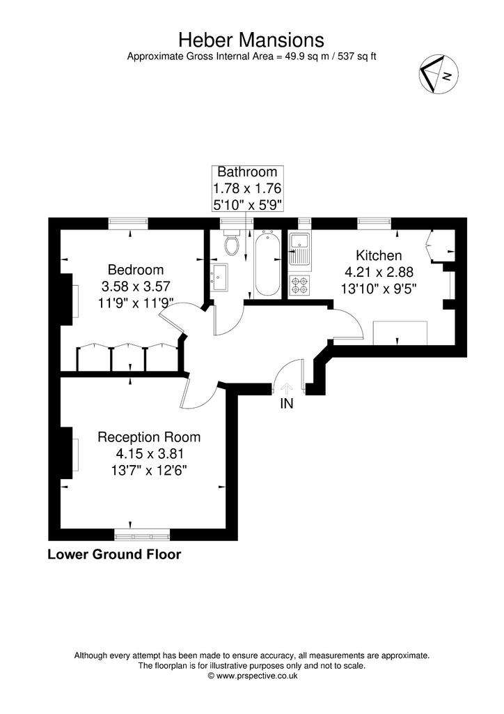 1 bedroom flat to rent - floorplan