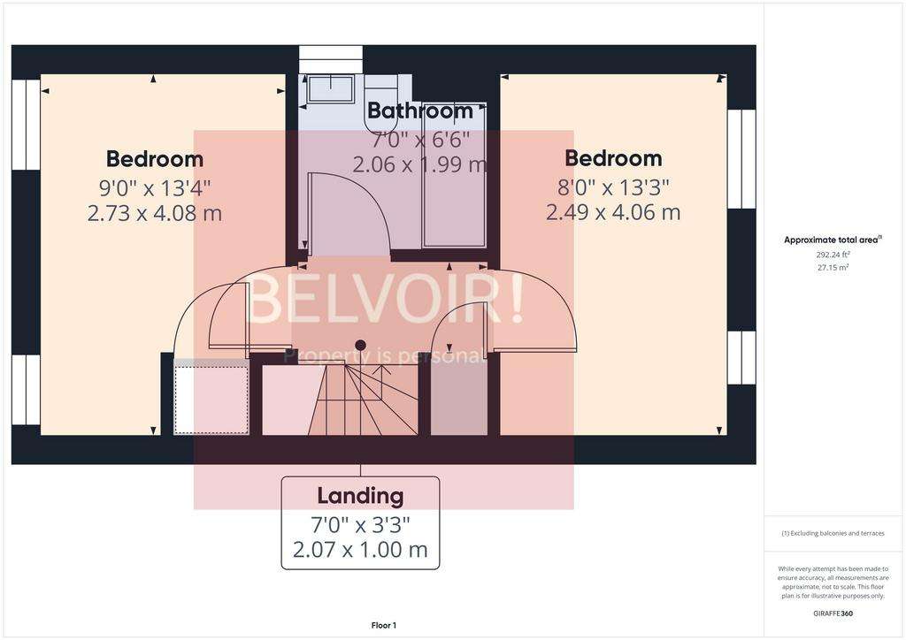 2 bedroom semi-detached house to rent - floorplan