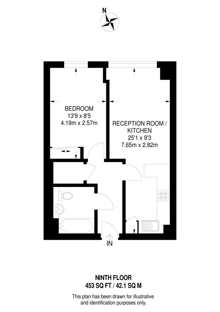 1 bedroom flat to rent - floorplan