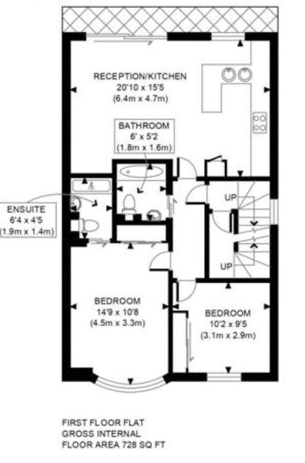 2 bedroom flat to rent - floorplan