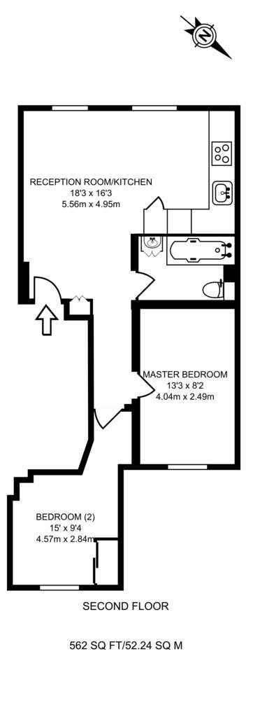 2 bedroom flat to rent - floorplan