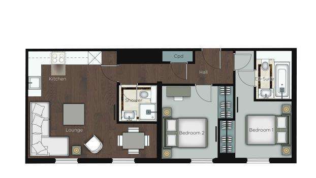 2 bedroom flat to rent - floorplan