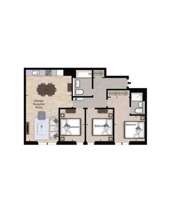 3 bedroom flat to rent - floorplan