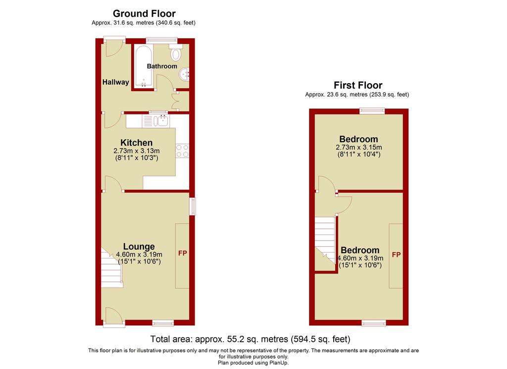 2 bedroom end of terrace house for sale - floorplan