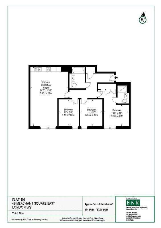 3 bedroom flat to rent - floorplan