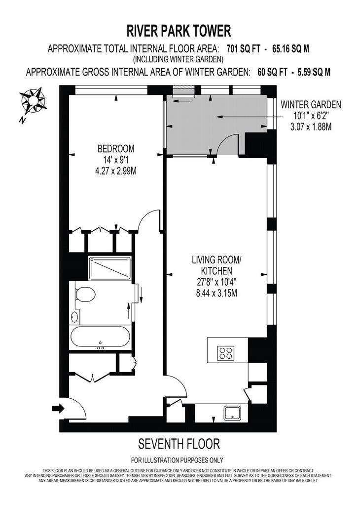 1 bedroom flat to rent - floorplan