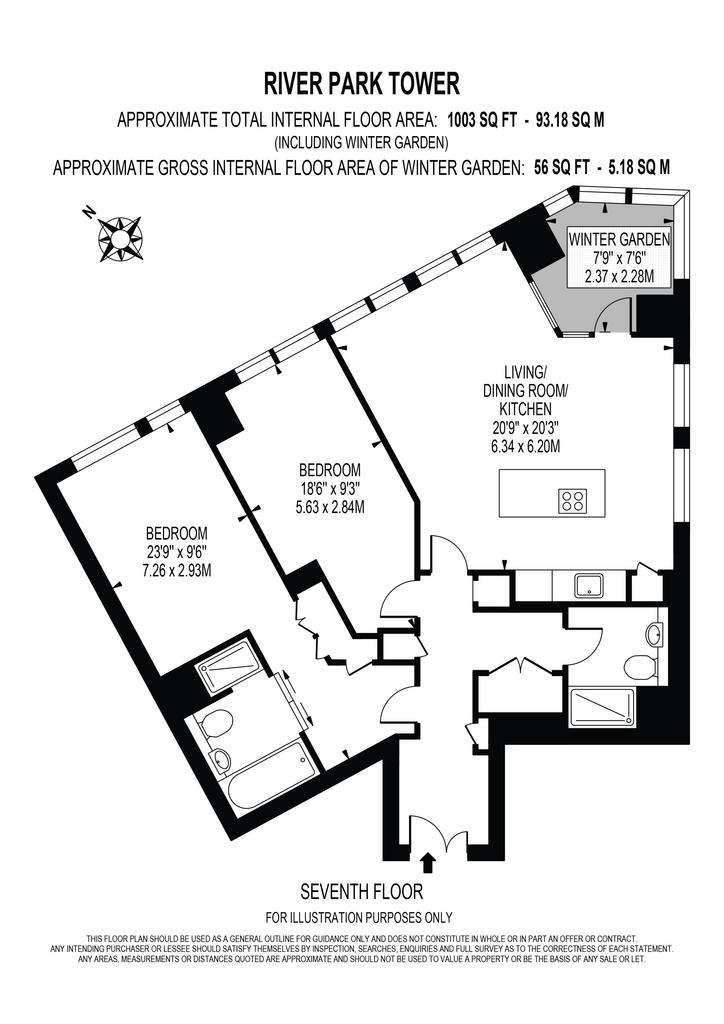 2 bedroom flat to rent - floorplan