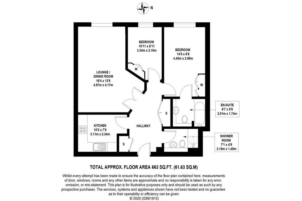 2 bedroom flat to rent - floorplan