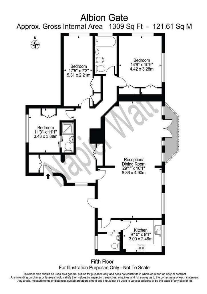 3 bedroom flat to rent - floorplan