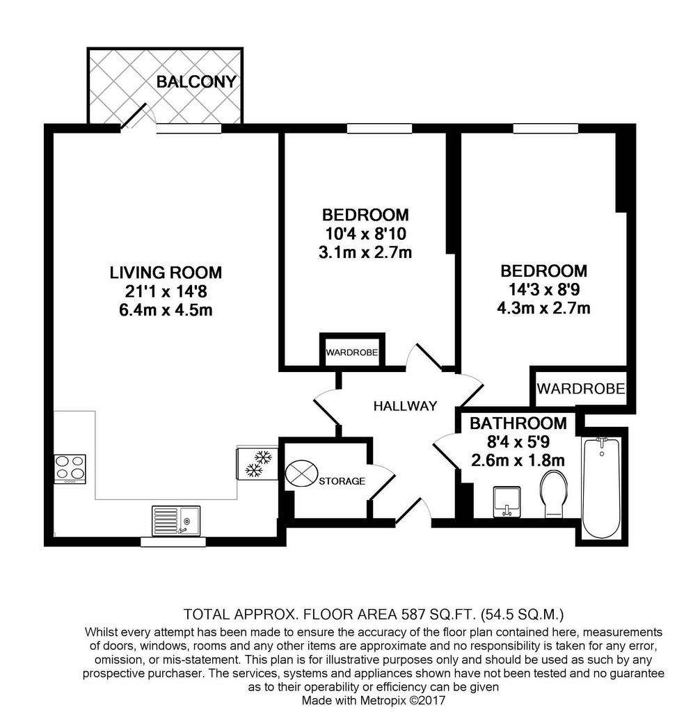 2 bedroom flat to rent - floorplan