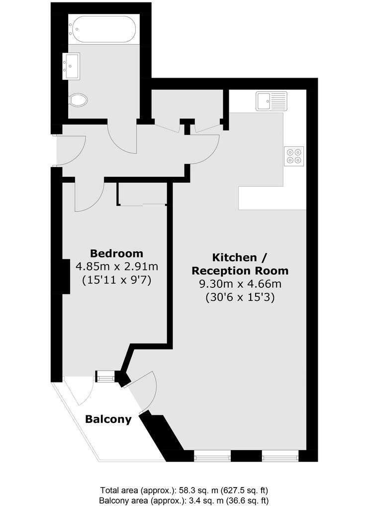 1 bedroom flat to rent - floorplan