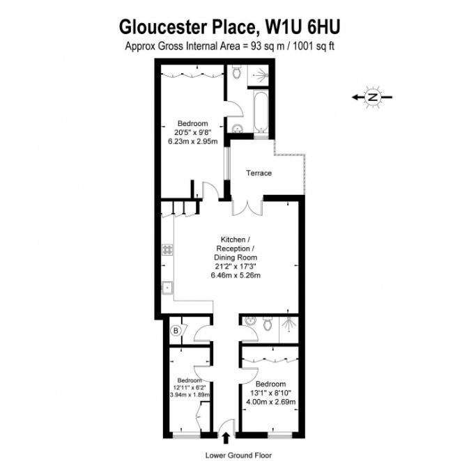 3 bedroom flat to rent - floorplan