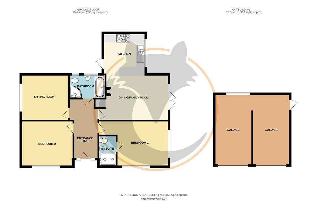 2 bedroom bungalow for sale - floorplan