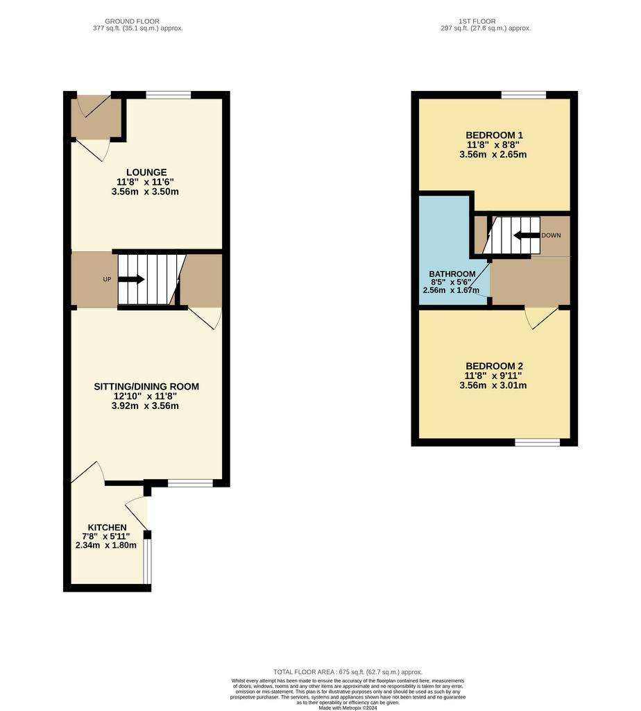 2 bedroom terraced house for sale - floorplan