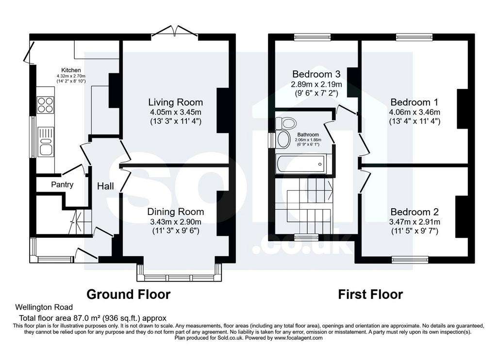 3 bedroom semi-detached house for sale - floorplan