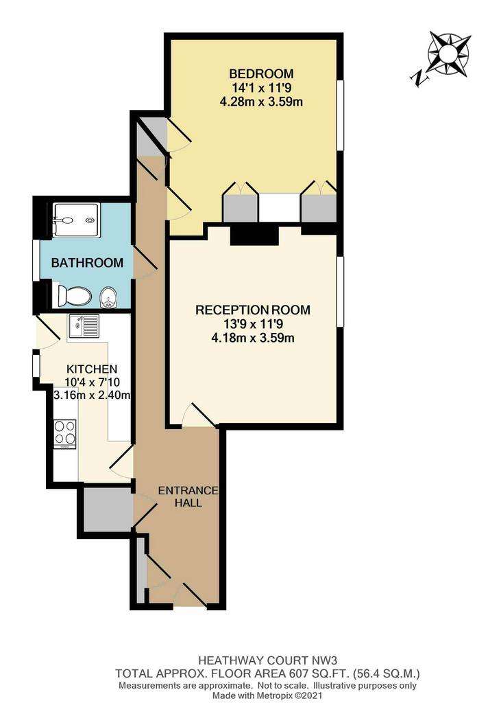 1 bedroom flat to rent - floorplan