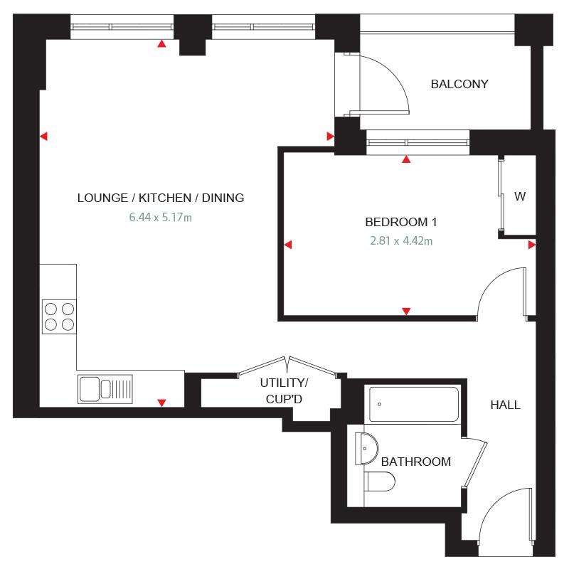 1 bedroom flat for sale - floorplan