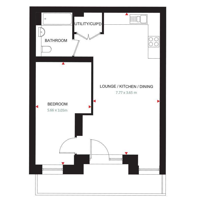 1 bedroom ground floor flat for sale - floorplan