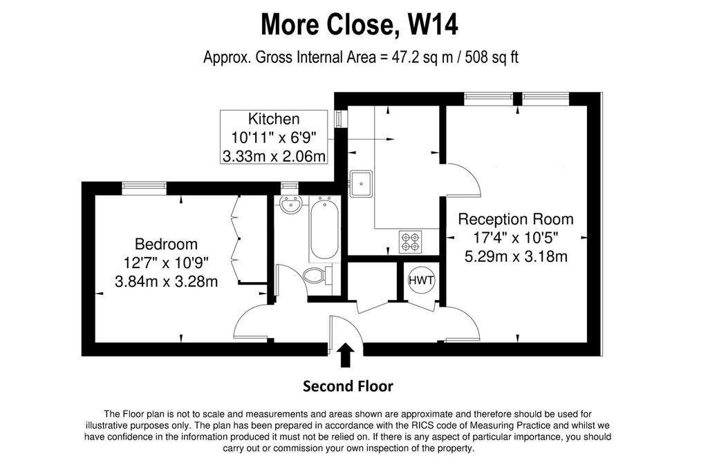 1 bedroom flat to rent - floorplan