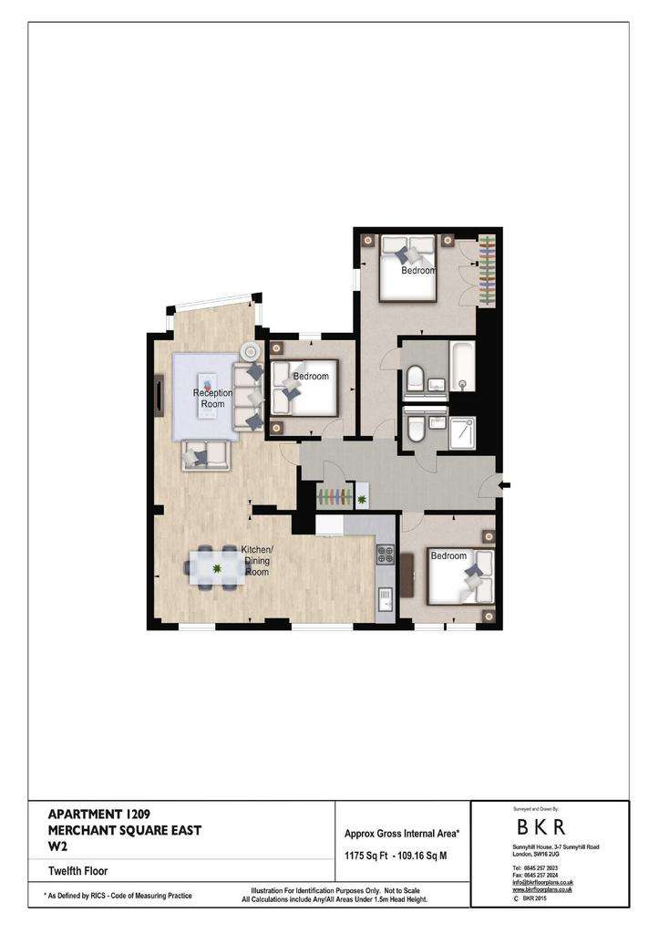 3 bedroom flat to rent - floorplan