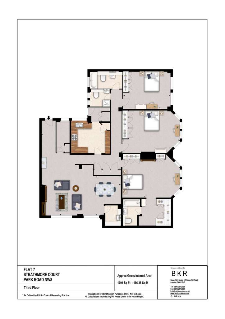 3 bedroom flat to rent - floorplan