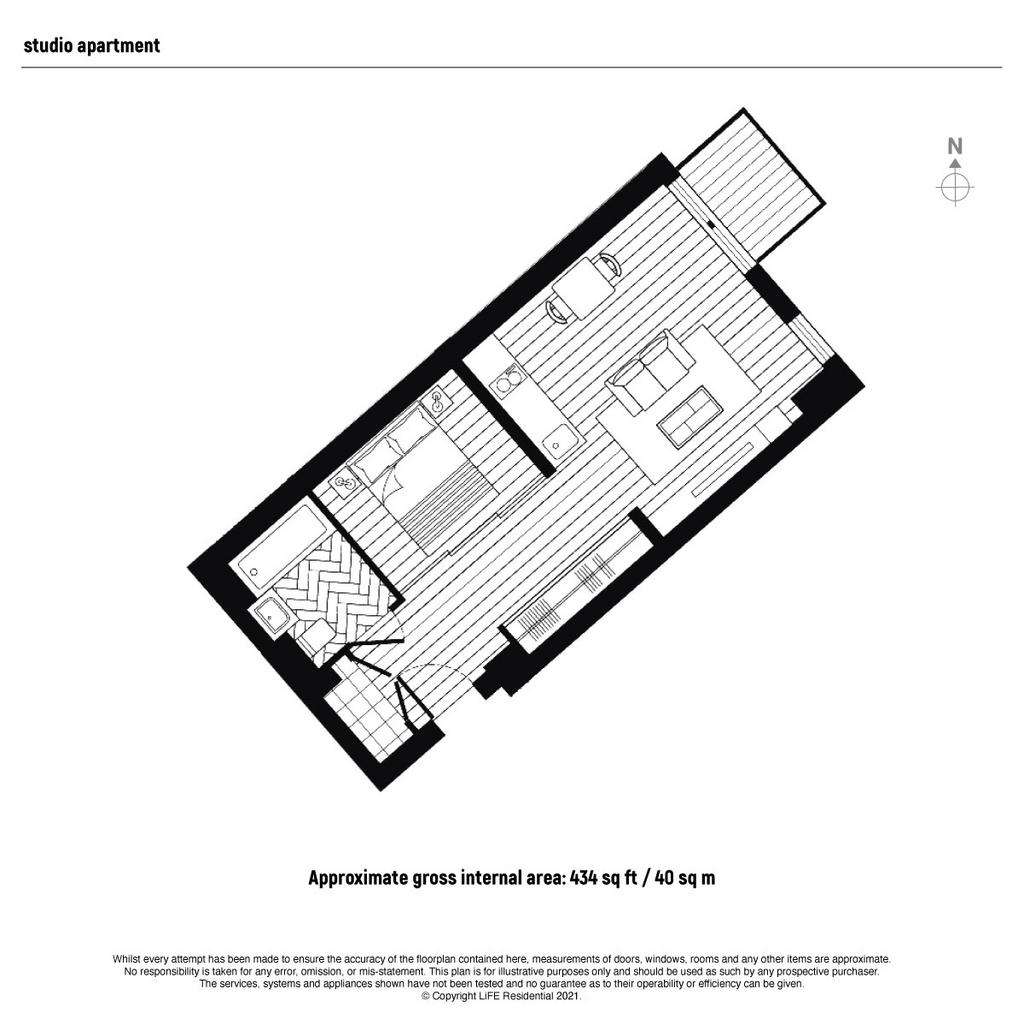 Studio flat to rent - floorplan