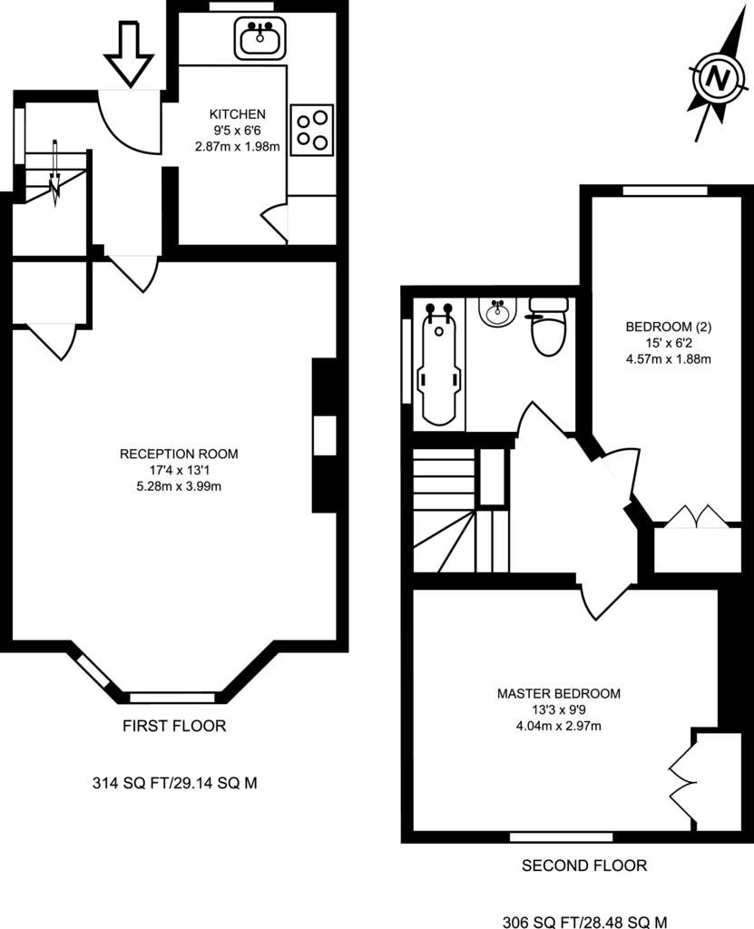 2 bedroom flat to rent - floorplan