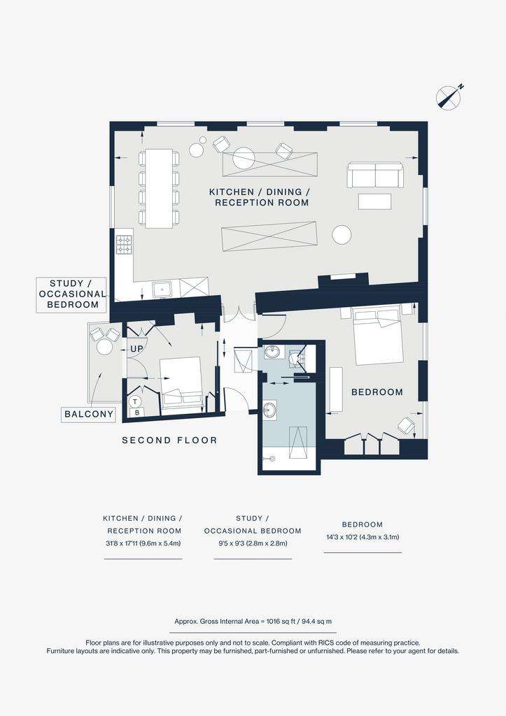 2 bedroom penthouse apartment to rent - floorplan