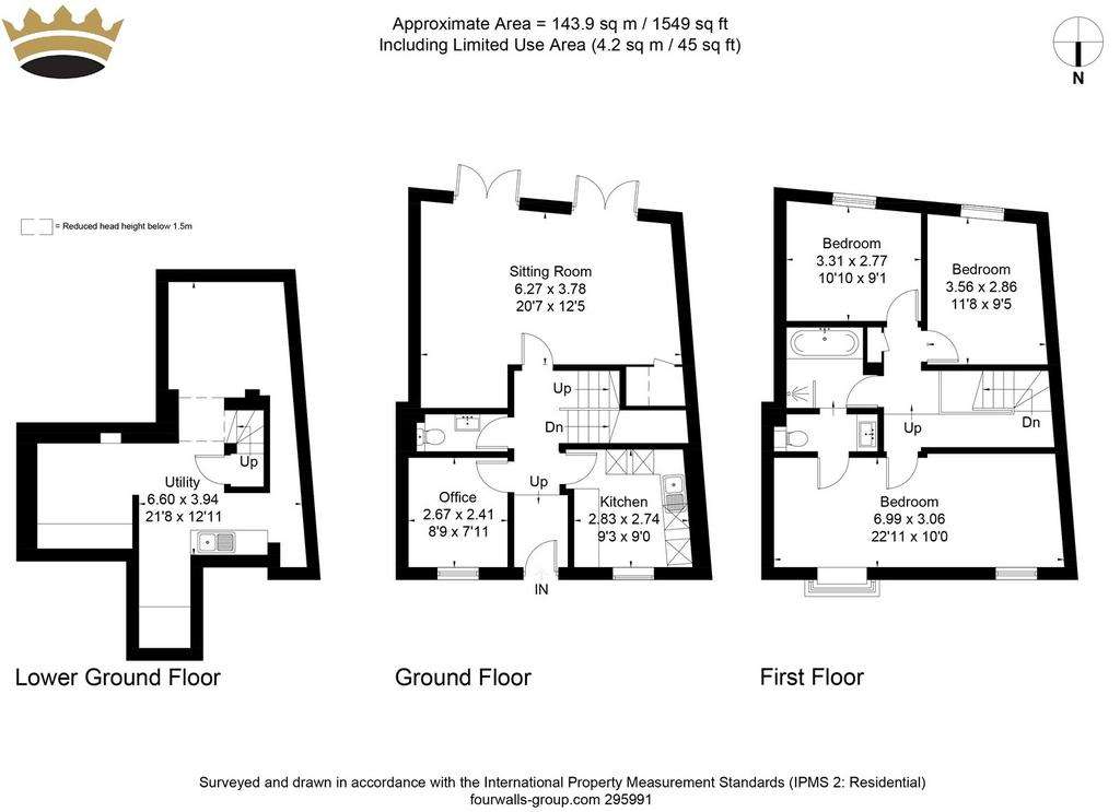 3 bedroom terraced house for sale - floorplan