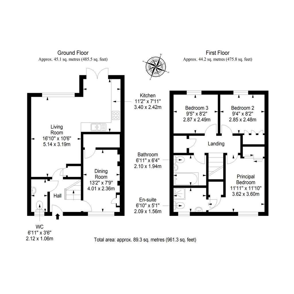 3 bedroom semi-detached house for sale - floorplan