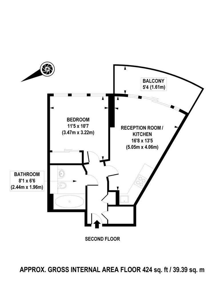 1 bedroom flat to rent - floorplan