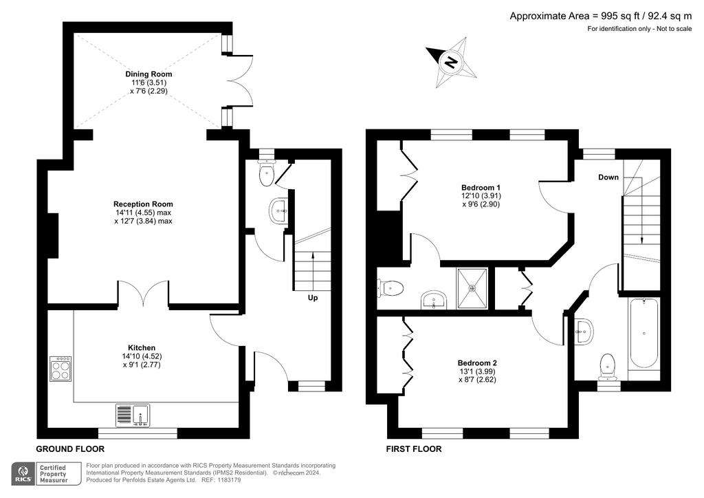 2 bedroom terraced house for sale - floorplan