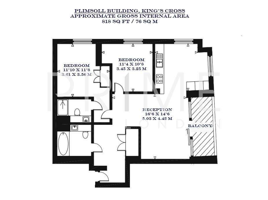 2 bedroom flat to rent - floorplan