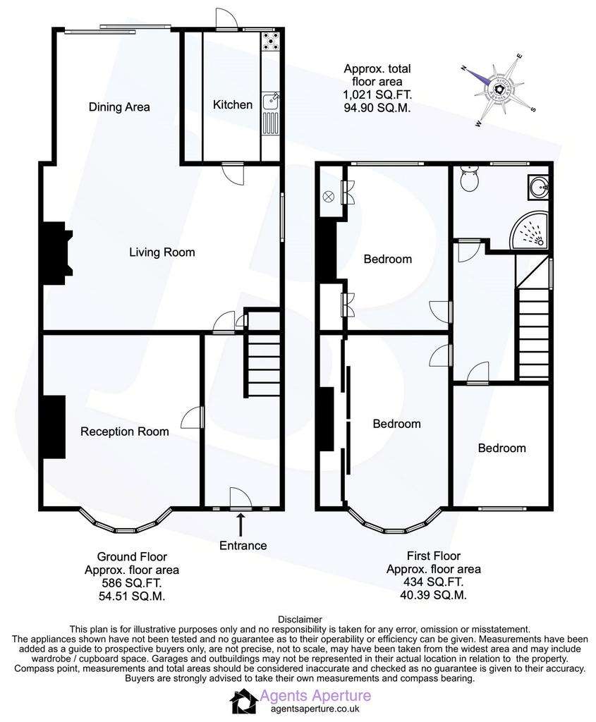 3 bedroom end of terrace house for sale - floorplan