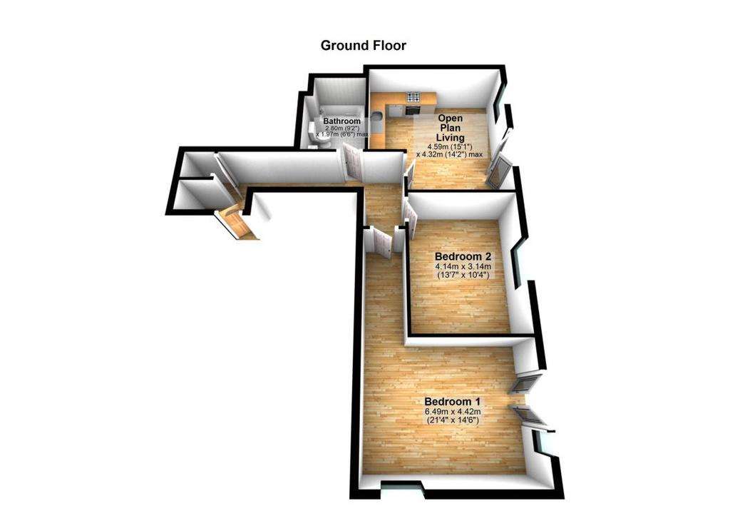 2 bedroom flat to rent - floorplan