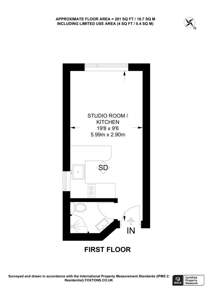 Studio flat to rent - floorplan